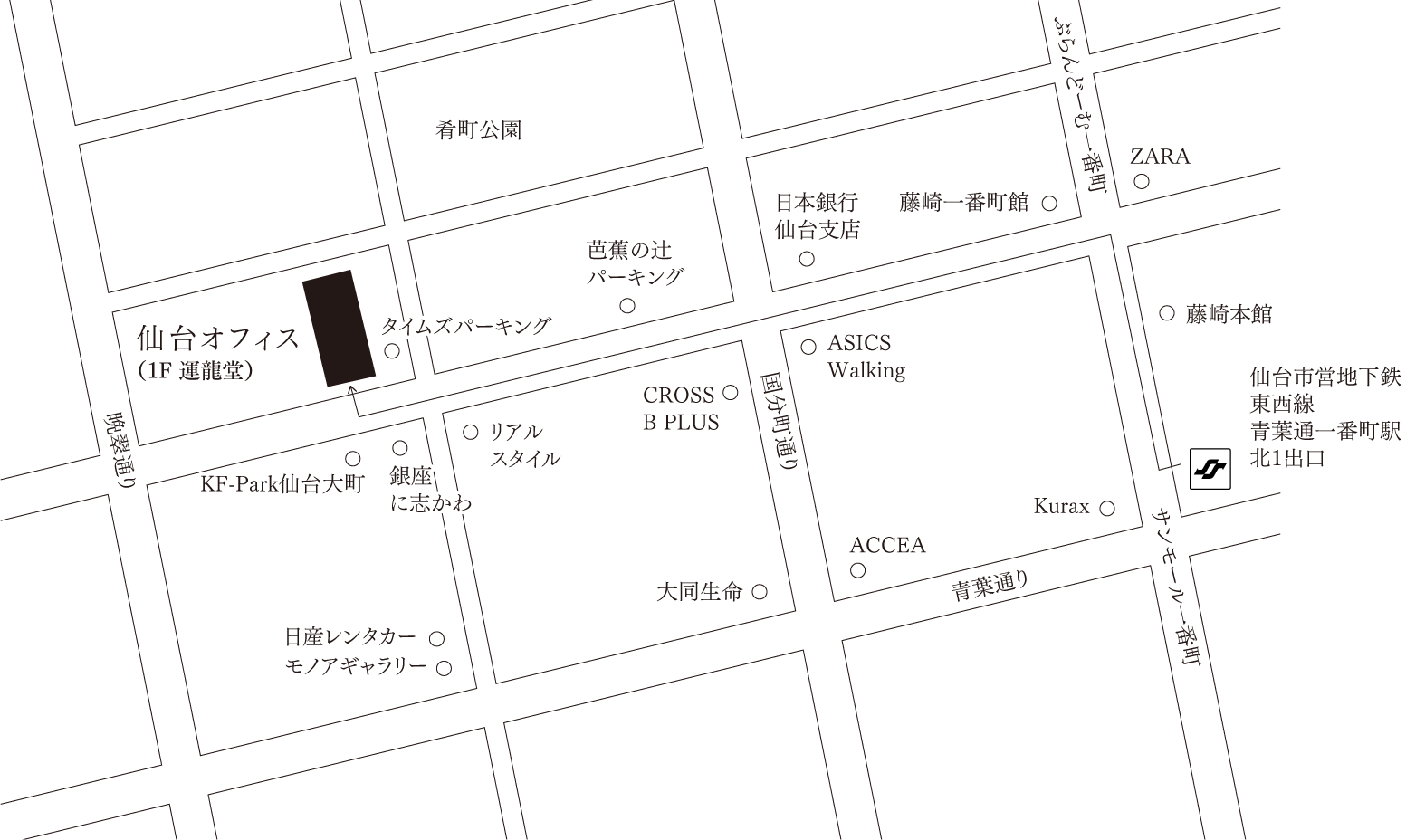仙台オフィスの地図